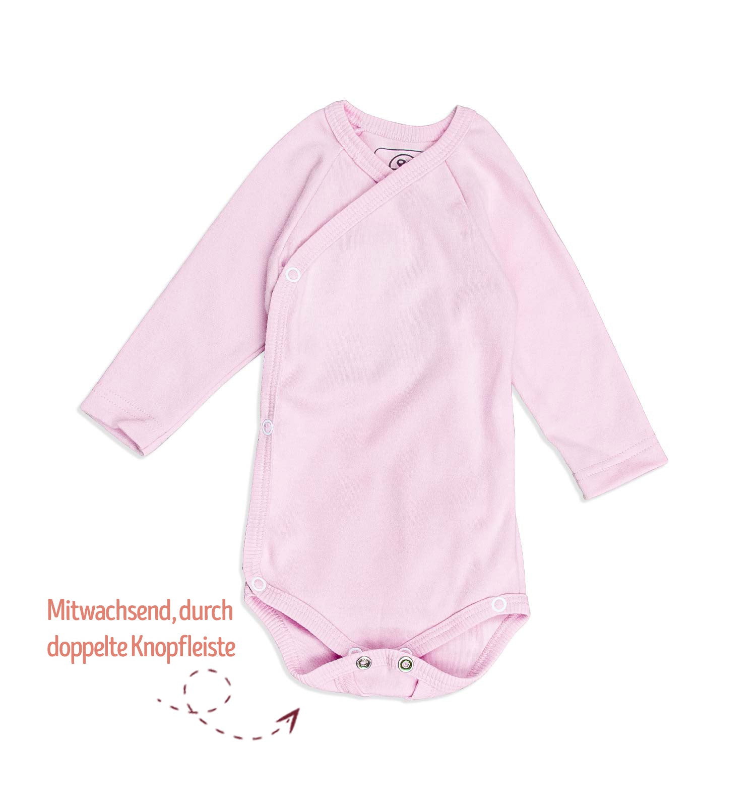 Baby wrap bodysuit long sleeve in pink