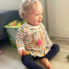 Baby long-sleeved shirt dress with floral ruffles 