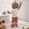 Girls' short-sleeved white shirt with eyelet embroidery and breast pocket customizable