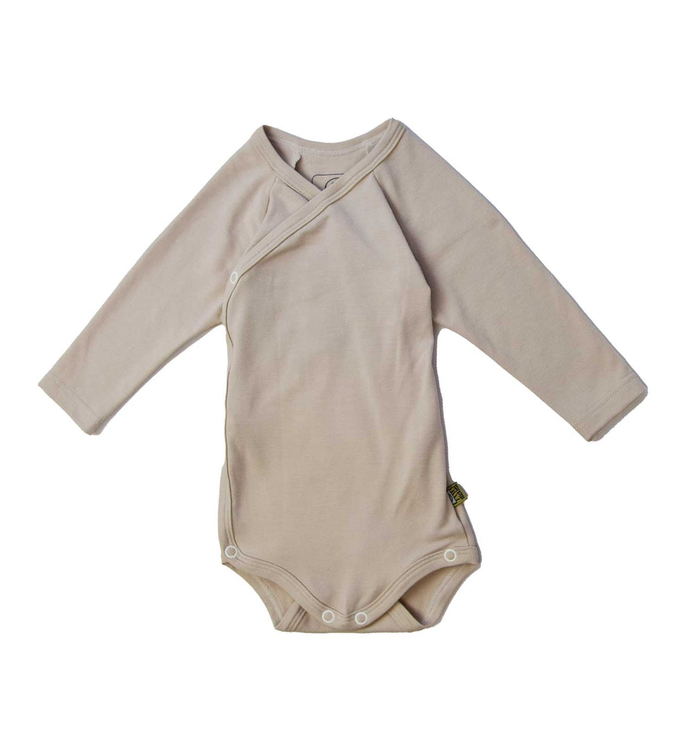 Baby wrap bodysuit long sleeve in beige