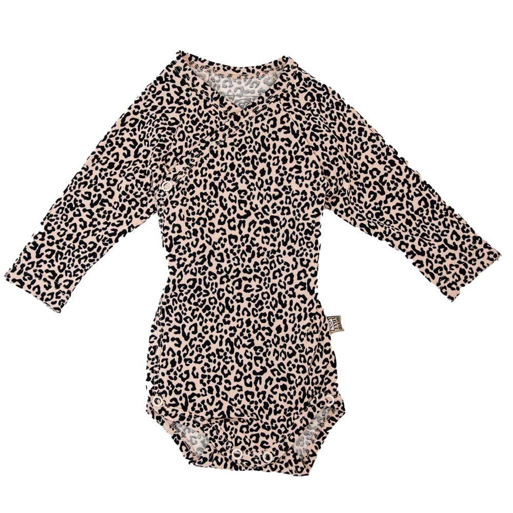 Baby wrap bodysuit long sleeve in natural white
