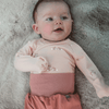 Baby wrap bodysuit long sleeve with rabbit print in salmon