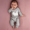 Baby wrap bodysuit long sleeve in light grey